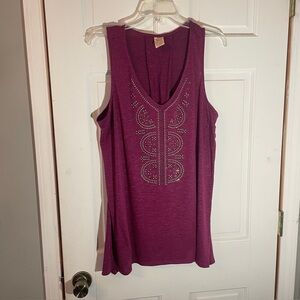 Burgandy Faded Glory Womens Sleeveless Embellished Top